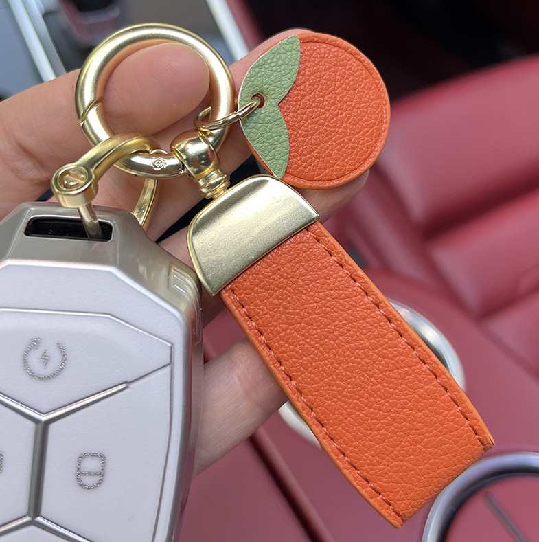 1 Piece Fashion Sunflower Fruit Pu Leather Women's bag dome Pendant Keychain display picture 3