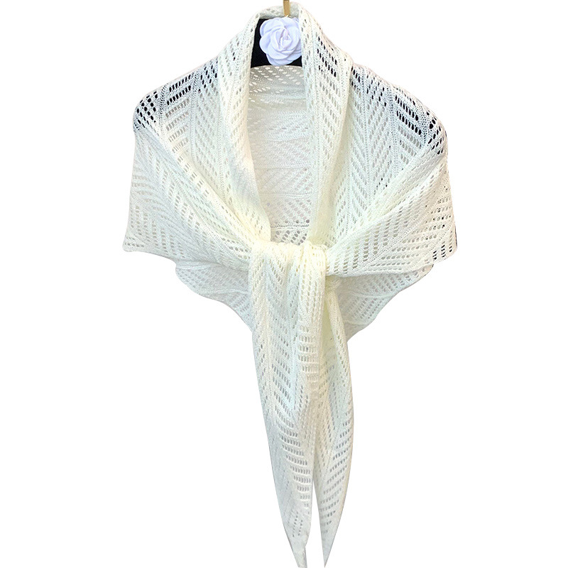 Chal hueco tejido de punto de alta calidad toalla triangular de color sólido bufanda de cuello de todo fósforo bufanda aire acondicionado chal exterior