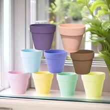 彩色红陶花盆简约室内绿萝喷绘植物配盘国际花盆网红盆多肉