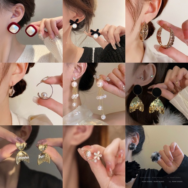 Long white earrings with bow pearl with letters