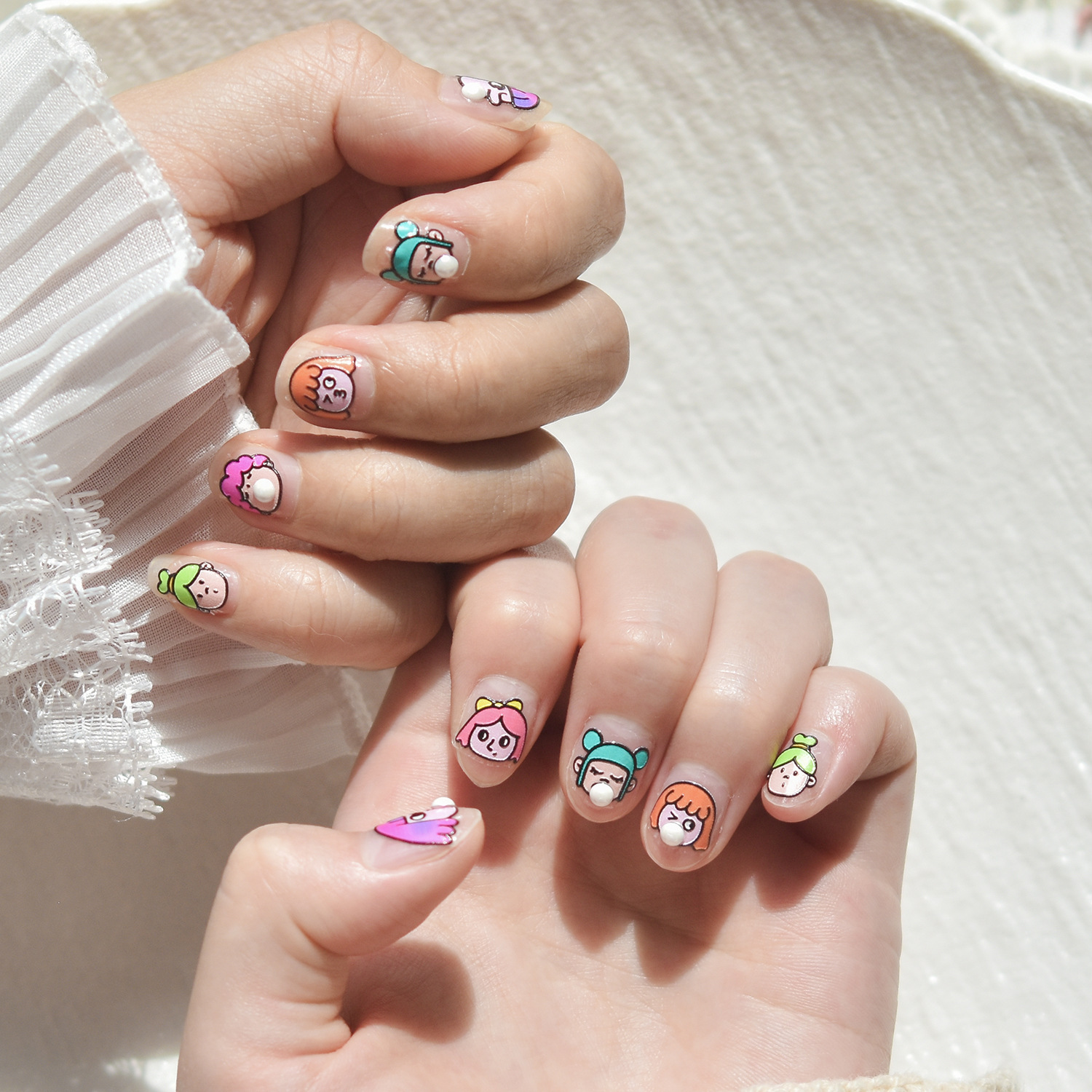 Nuevo estilo explosivo transfronterizo pegatinas de diamantes de cristal de uñas pegatinas de uñas de dibujos animados viento divertido soplando burbujas chica fea linda pegatinas de avatar