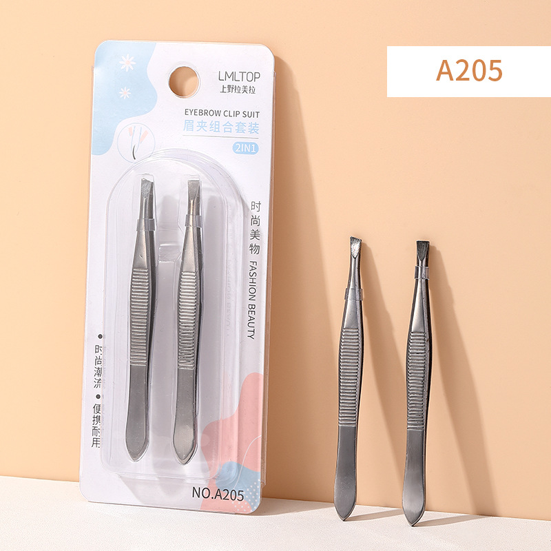 Clip para cejas de acero inoxidable LMLTOP, boca oblicua, pinzas para cejas planas, pinzas para depilarse, clips auxiliares para pestañas postizas, una variedad de colecciones