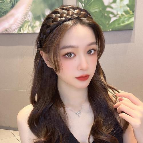 Covering white hair, upgraded and widened hairpins, twisted hair hoops, fishbone braid wigs for women, braids with teeth, non-slip, showing increased skull height