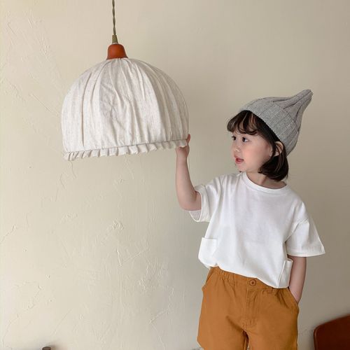  new summer Korean style casual boys and girls pocket short-sleeved T-shirt solid color casual baby T-shirt loose