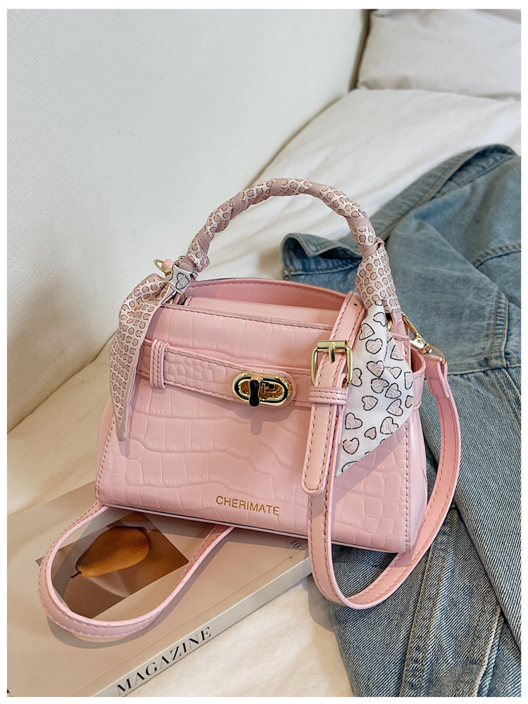 Bolso de mano de diseño de nicho para mujeres 2026 nuevo patrón de textura de cocodrilo bolso cuadrado alto lujo ligero de hombro mochila