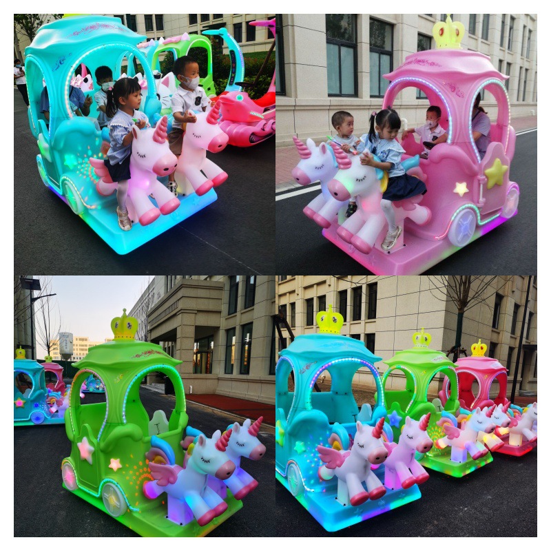 Carruaje de doble caballo cuadrado eléctrico luminoso coche de juguete parque de juegos coche de juguete avanzado coche de juegos para niños interiores