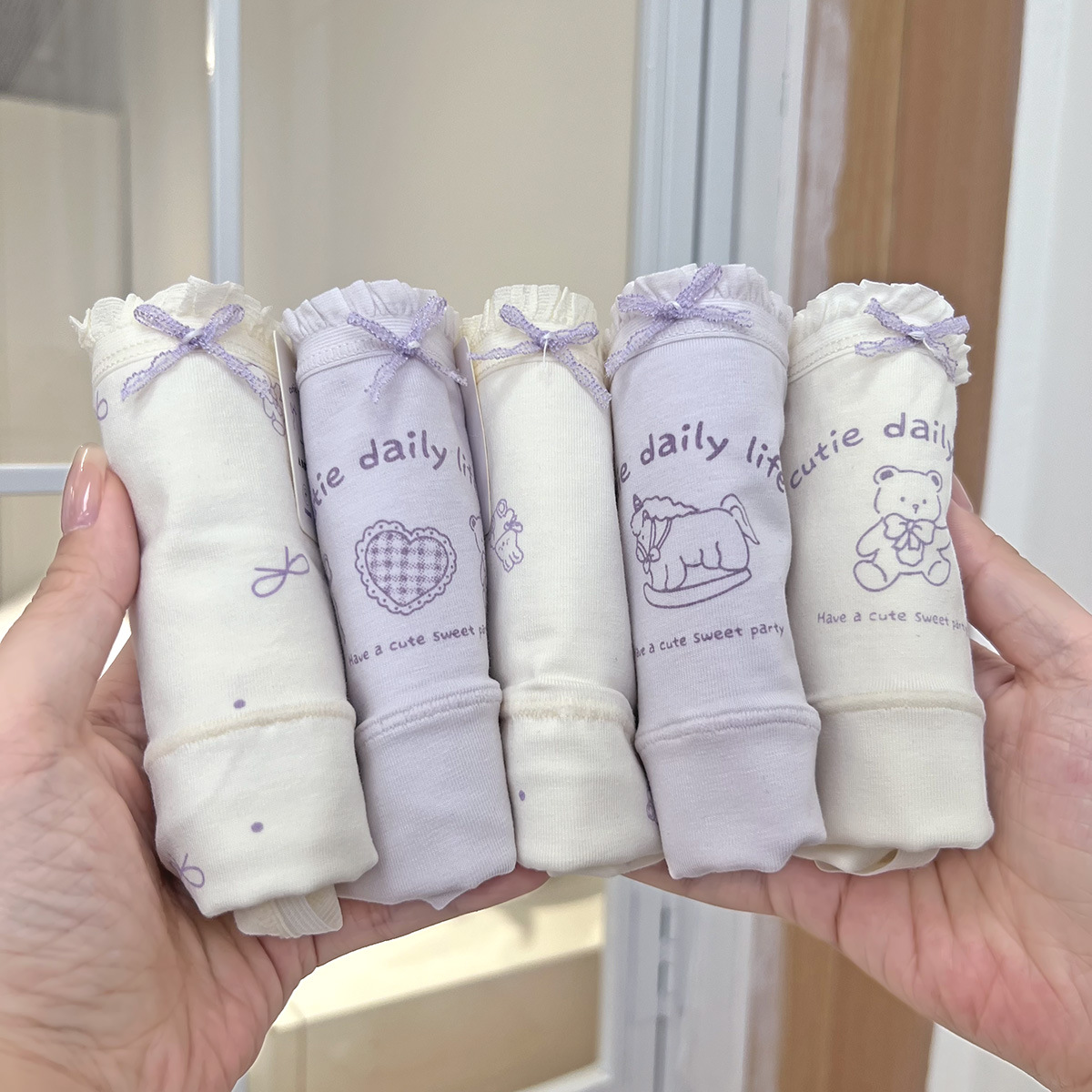 Ballet Style Bear Japanese Style Sweet Type a Baby Cotton 16cm Extended Inseam Girls Pure Cotton Underwear Women's Briefs