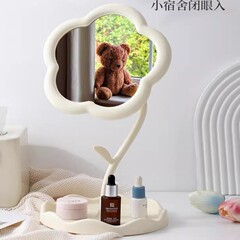 便捷台式花朵镜子创意宿舍卧室桌面网红高颜值化妆镜女生梳妆镜