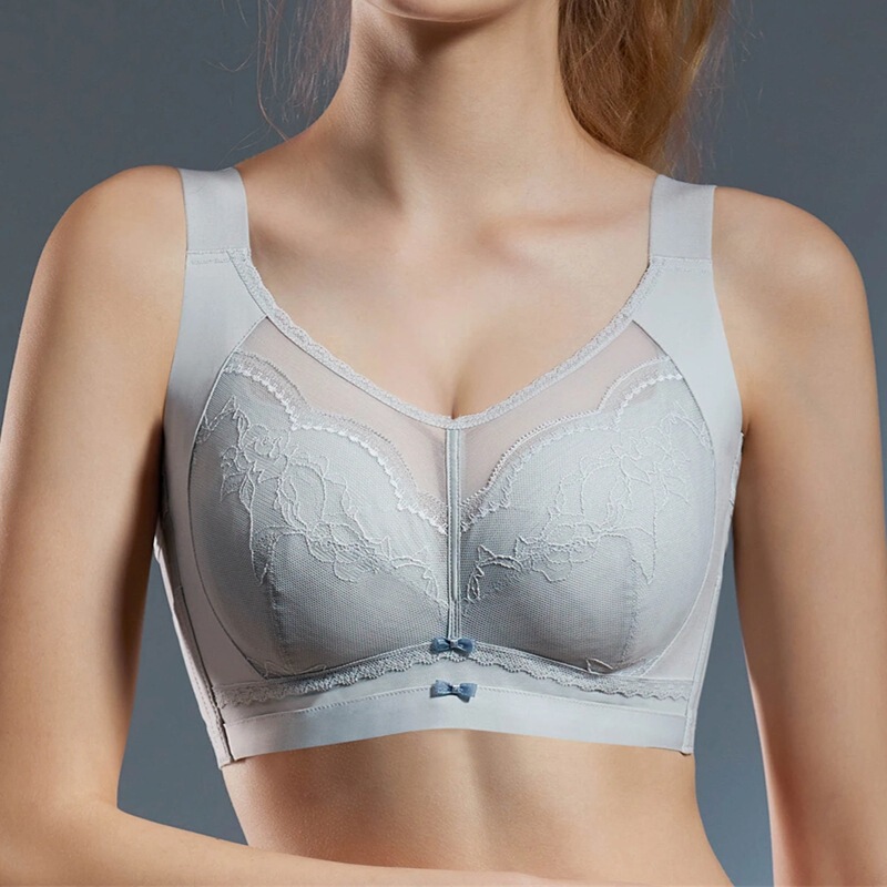 High-End Ultra-Thin Lace Bra for Women with Large Breasts, Small Breasts, De Full-Cup Bra, Push-Up Adjustable Large Size