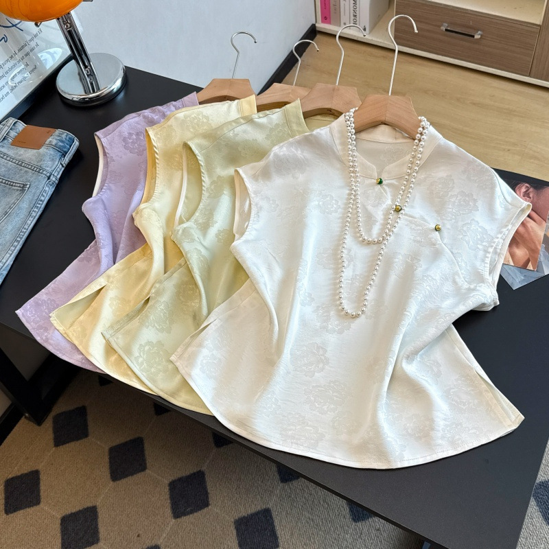 Quality-Guaranteed Silk Skin-Friendly Anti-Aging Middle-Aged New Chinese-Style Classical Improved Thin Vest Chinese-Style Shirt for Women Summer