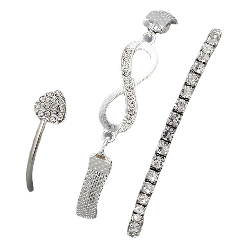 Cross-border New Ins mujeres amor pulsera abierta diseño creativo retro simple suerte pulsera de 8 palabras conjunto de tres piezas