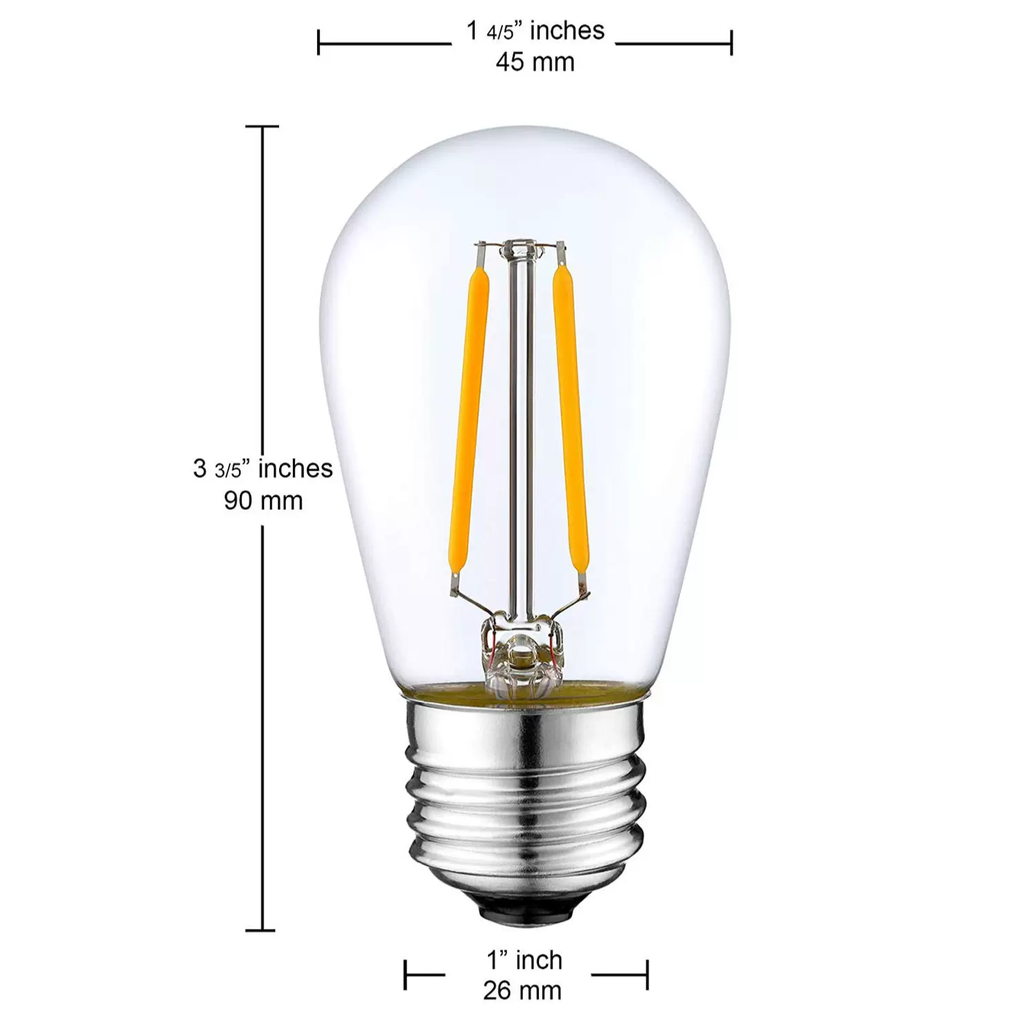 S14 E26 led钨丝灯泡 2W 4W/6W 美规球泡灯 玻璃透光led灯丝泡