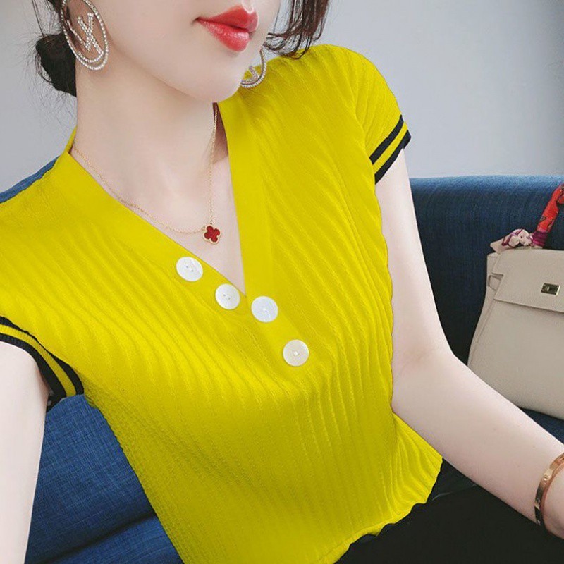 女性用ゆったりスリム半袖シャツ、夏の新作ニットアイスシルク、ファッショナブルで多用途なトップス、1枚あたり送料無料|undefined