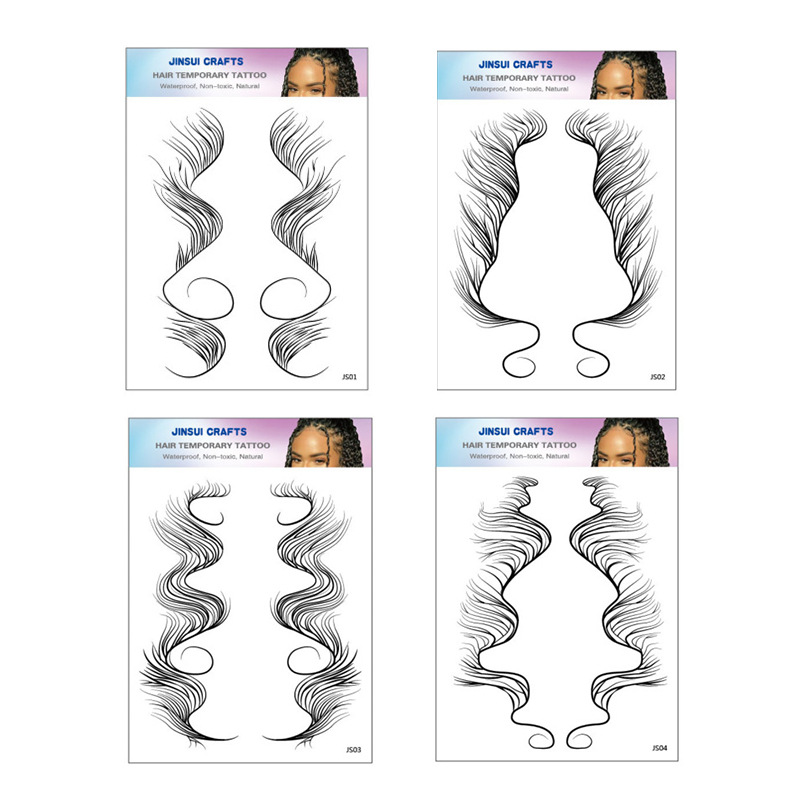 ins现货8款baby hair line tattoo 宝宝头发妲己胎毛刘海纹身贴纸