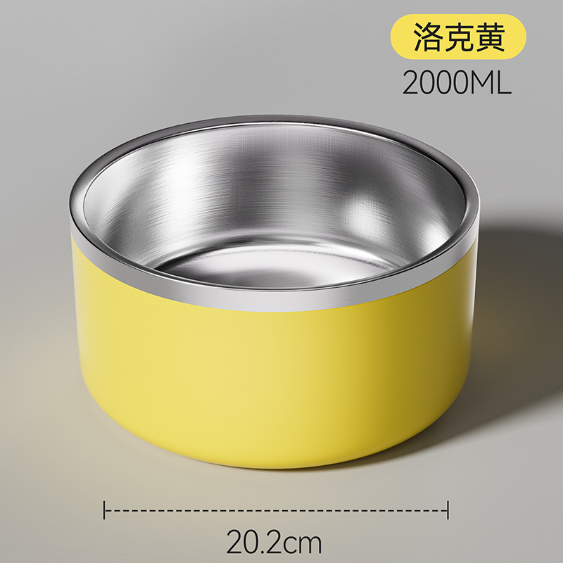 Tazón para mascotas transfronterizo Tazón para perros de acero inoxidable Tazón para perros de doble capa engrosada y anti-volcado Tazón de comida dorada para perros