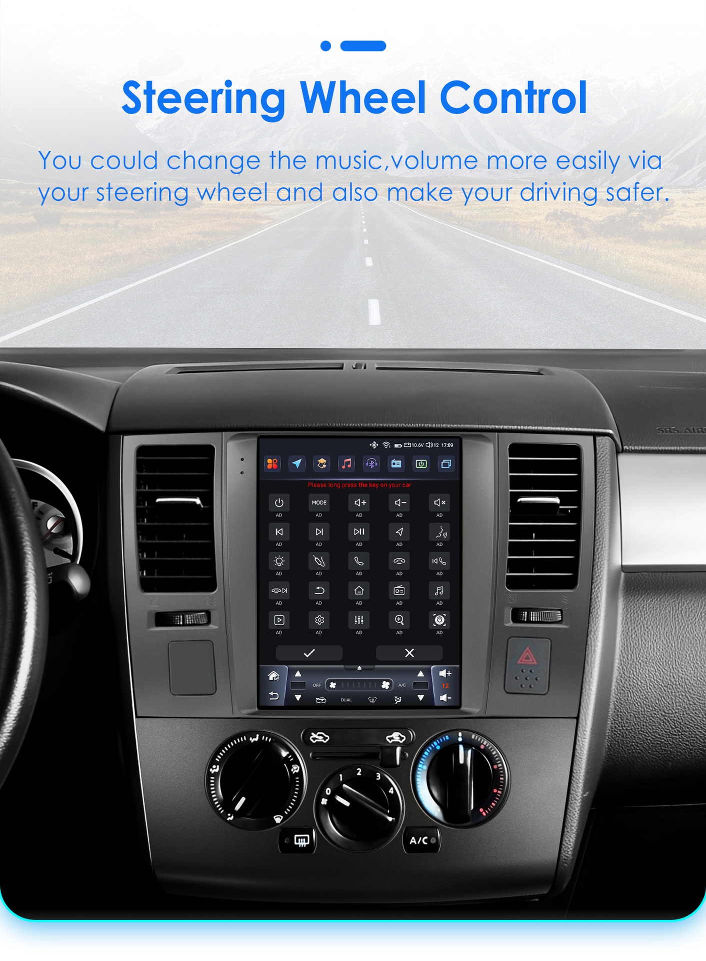 9.7inch Suitable for 04-13 Nissan Tiida C11 Android Car Central Control Vertical Screen Navigation Bluetooth Multimedia
