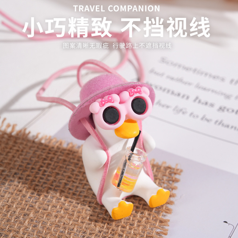 Duck Car Pendant Swing Car Rearview Mirror Hanging Decoration Car Interior Accessories Female Duck Swing Cartoon Car Decoration for Car Use
