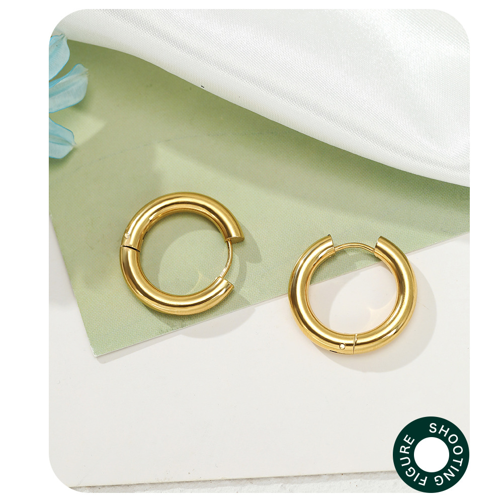 Simple Style Round Stainless Steel Plating Earrings 1 Pair