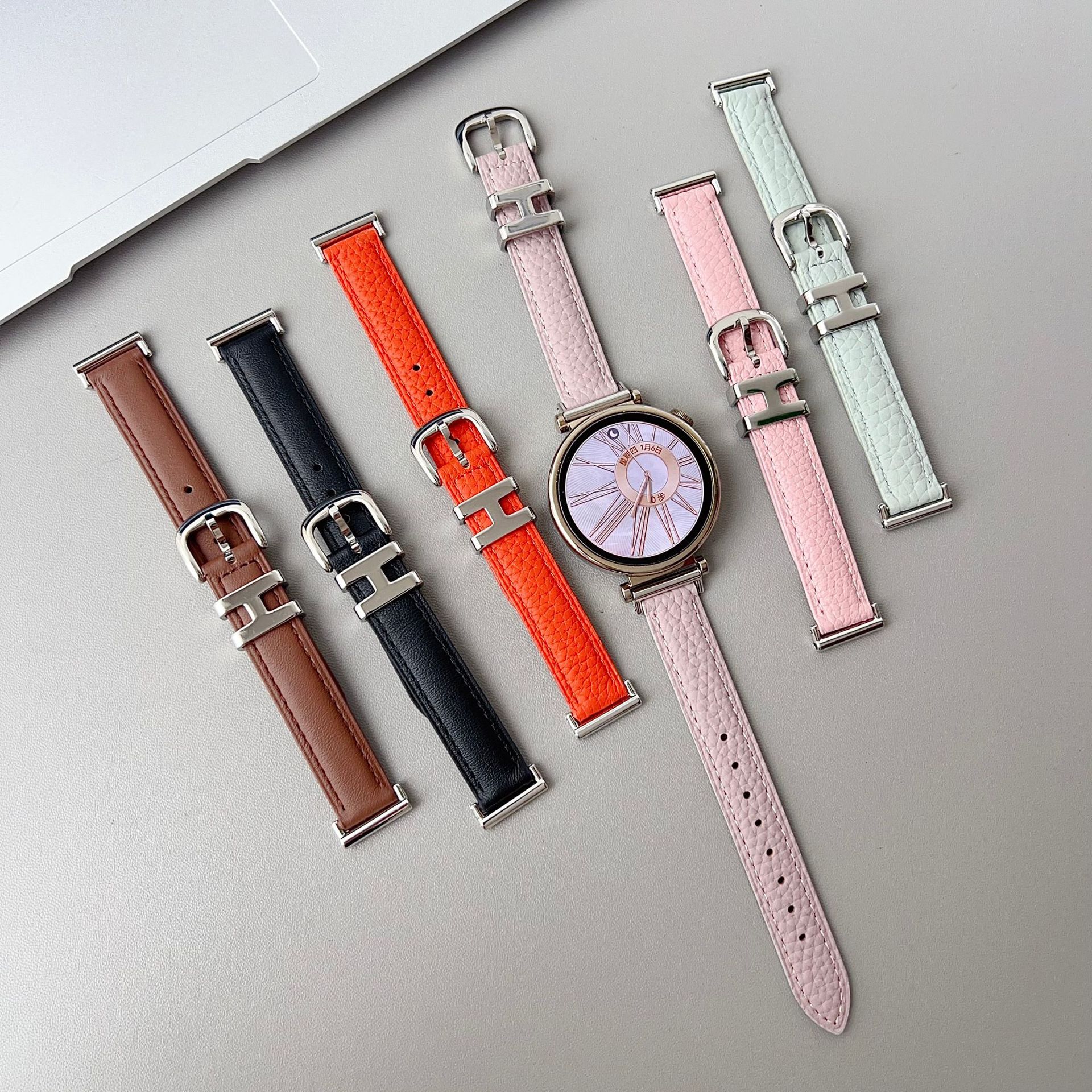 Suitable for Huawei Gt6 Watch Gt54 Pebbled H Buckle Strap 41mm Women's Gt5Pro Car Line Genuine Leather 18mm