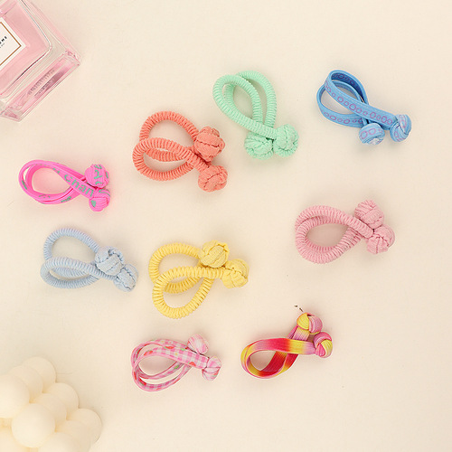 5 pack~Korean candy-colored hair ties for children with double-knotted headbands, baby ponytails that won’t hurt hair, rubber band hair accessories