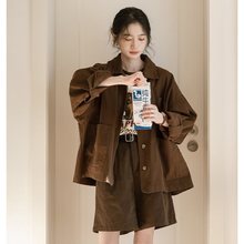 文艺日系宽松休闲咖啡色工装外套女春季新款时尚学生潮流夹克上衣
