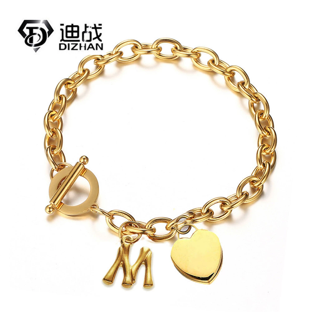 Европейская и американская мода простая сотня башня холодный ветер из нержавеющей стали 26 начальное письмо любовь кулон otbuckle браслет