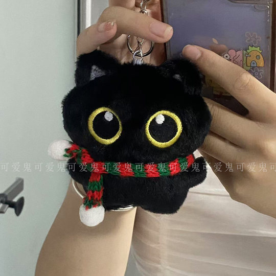 New black cat doll plush doll bag pendant cute cat bag pendant student gift small pendant