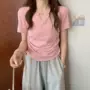 学生v领短袖修身t恤