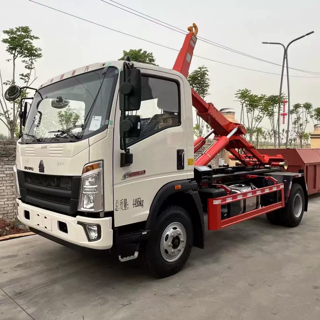 蓝牌钩臂式垃圾车 重汽豪沃蓝牌钩臂式垃圾车价格 运沙石建筑垃圾