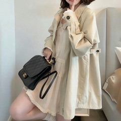 【秋日慕斯】袖口蕾丝拼接设计风衣外套女秋宽松上衣