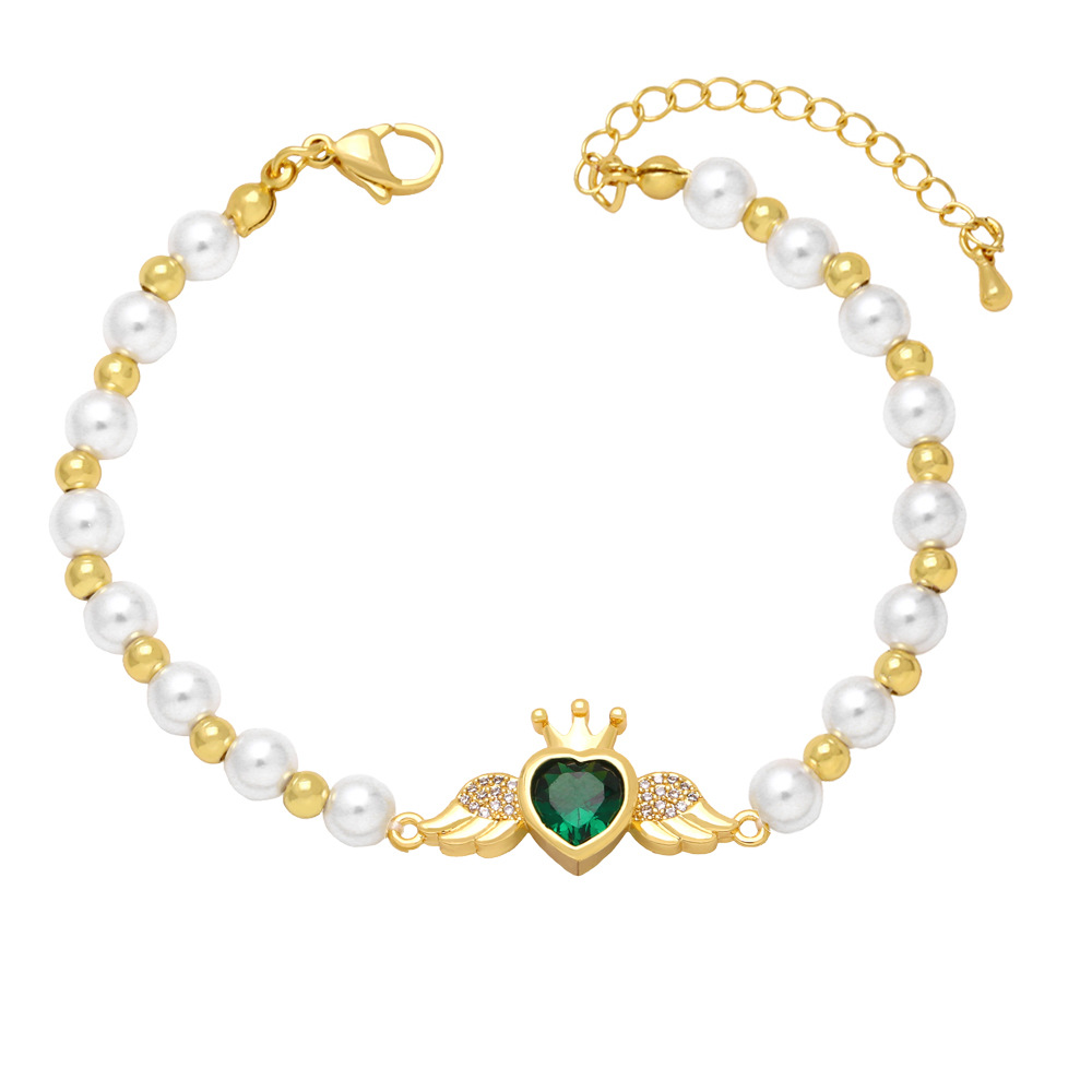 Fashion Heart Shape Copper Plating Rhinestones Bracelets 1 Piece