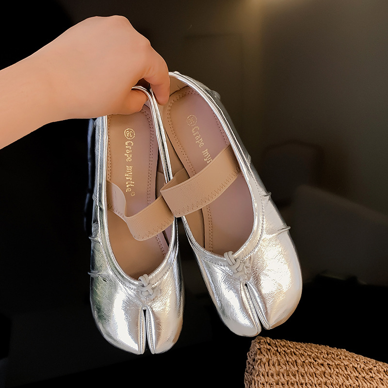 Madre de uva Sra. Yingli ~ Versión de piel de oveja boca baja zapatos de manitas de cerdo con un pie de punta dividida zapatos planos de ballet