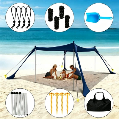 Outdoor Sun Protection and | Avtomobil yan çətirləri - navy-blue-4-aluminum-poles-200160150cm