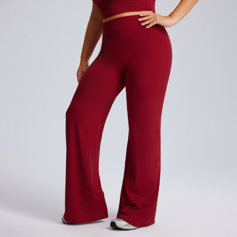 European and American New Style Plus-Size Straight Yoga Pants High-Waisted Hip-Lifting Loose Flared Sports Pants Women's Casual Fitness Long Pants