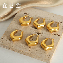 港风复古倒三角U形几何耳环钛钢小众个性精致气质美拉德耳饰批发