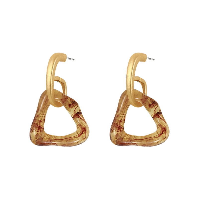 Women's Gender Patchwork Design 1 Pair Simple Style Commute Geometric Patchwork Resin Copper Drop Earrings