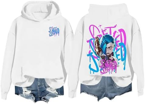 DLDXJQTPL Jinx Was Here Women Hoodie Jinx Arcane Figure