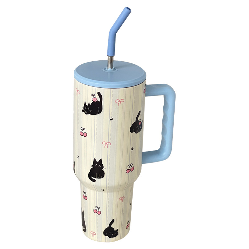 Taza termo de dibujos animados Big Mac de verano de alto valor y gran capacidad para estudiantes masculinos y femeninos Taza de hielo con mango frío
