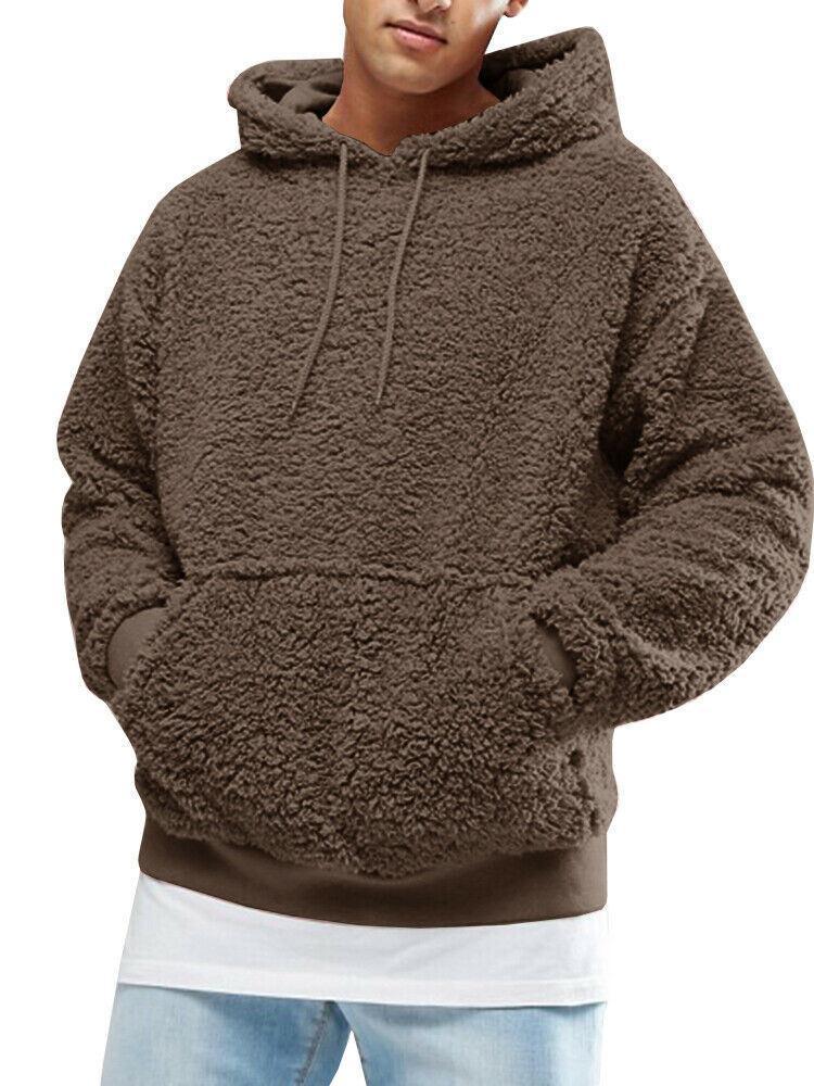 Herrenbekleidung Herren Herbst und Winter neue Plüsch Plüsch Kapuze beliebte Sweatshirt Männer_voghion.com