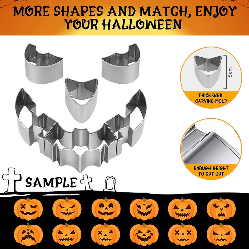 アマゾンハロウィンカボチャ彫刻セットクリエイティブ DYI カボチャランタン彫刻ツールステンレス鋼クッキー型