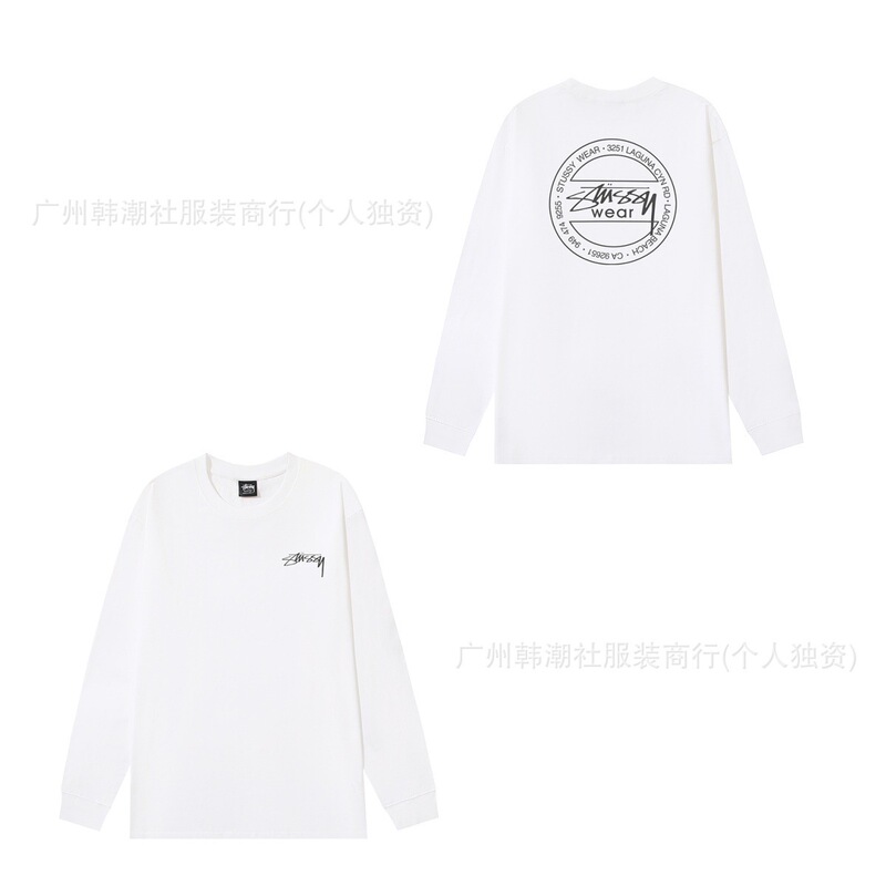 オリジナルラベルクロスボーダー新しいトレンディなブランド stu ツアークラシックレタープリントラウンドネック長袖 Tシャツドロップシッピング|undefined
