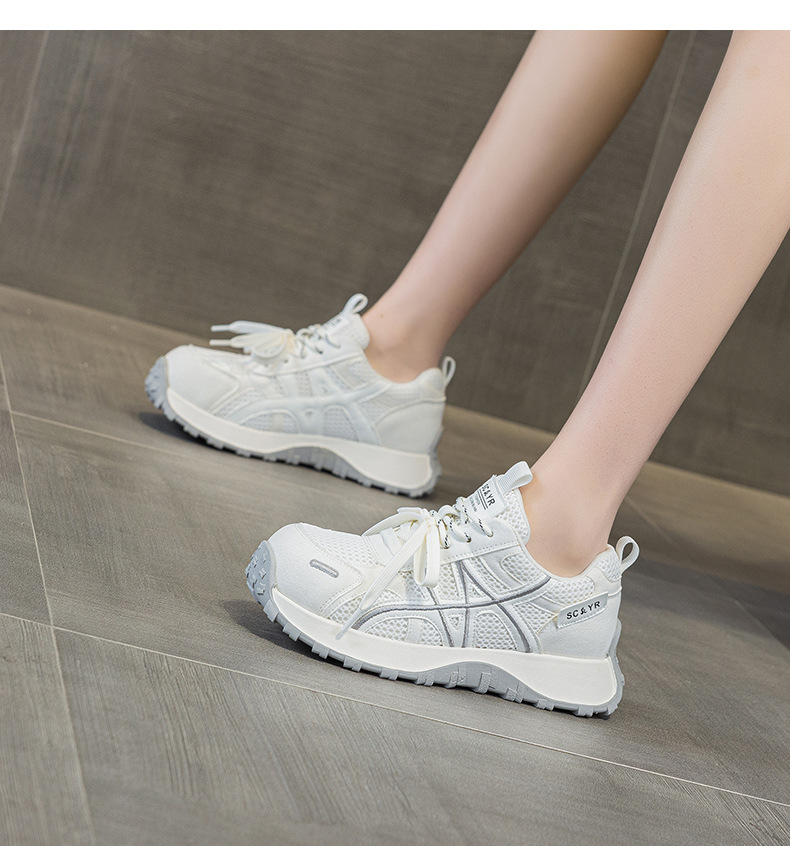 Giày sneaker nữ đế dày phong cách Đức Huấn (German Trainer) mùa xuân 2026, đế bánh mì ôm eo, phối màu trẻ trung — Be 5025, Xám 5025, Vàng 5025 chi tiết 27