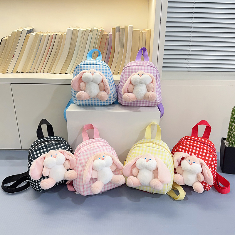 Cute Big-Eared Rabbit Plush Toy Children's Backpack New Cartoon Lightweight Small Backpack for Girls Kindergarten School Bag