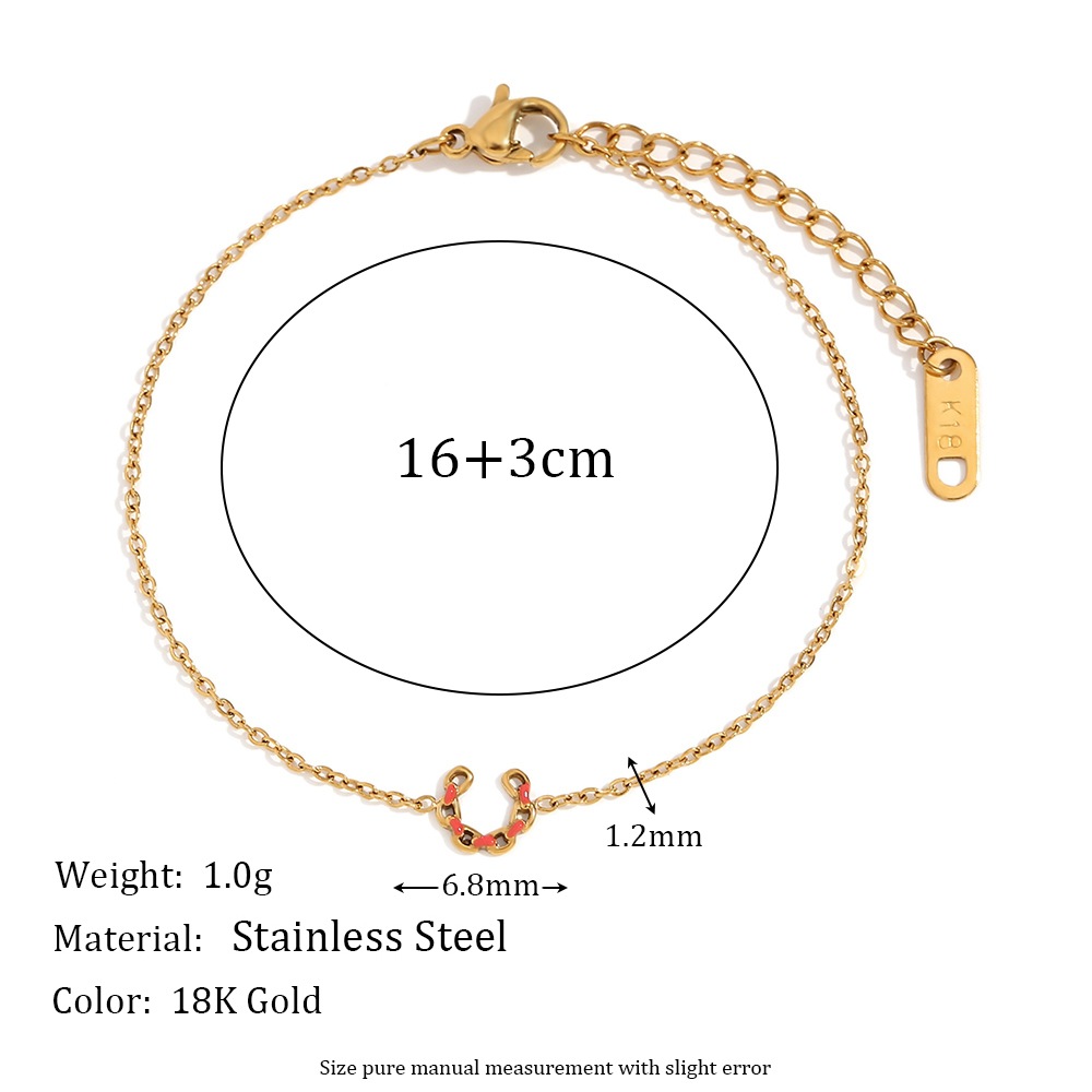 Dripping Oil Stainless Steel Horseshoe Bracelet