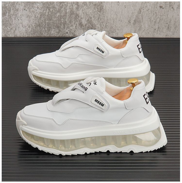 Zapatos de hombre Zapatos de lona para papá Estilo de verano Transpirable Moda Zapatos de suela gruesa que aumentan la altura zapatos deportivos casuales con cojín de aire de palma completa_voghion.com