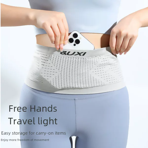 Juxia Sports Waist Bag Mobile Phone Multifunctional Belt Close-Fitting Outdoor Fitness Invisible Waist Bag Men and Women High Elasticity Running