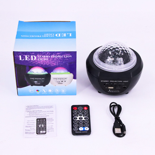 Cross-border LED starry water wave laser projection light 5V Bluetooth music stage light Christmas night light Mini gift