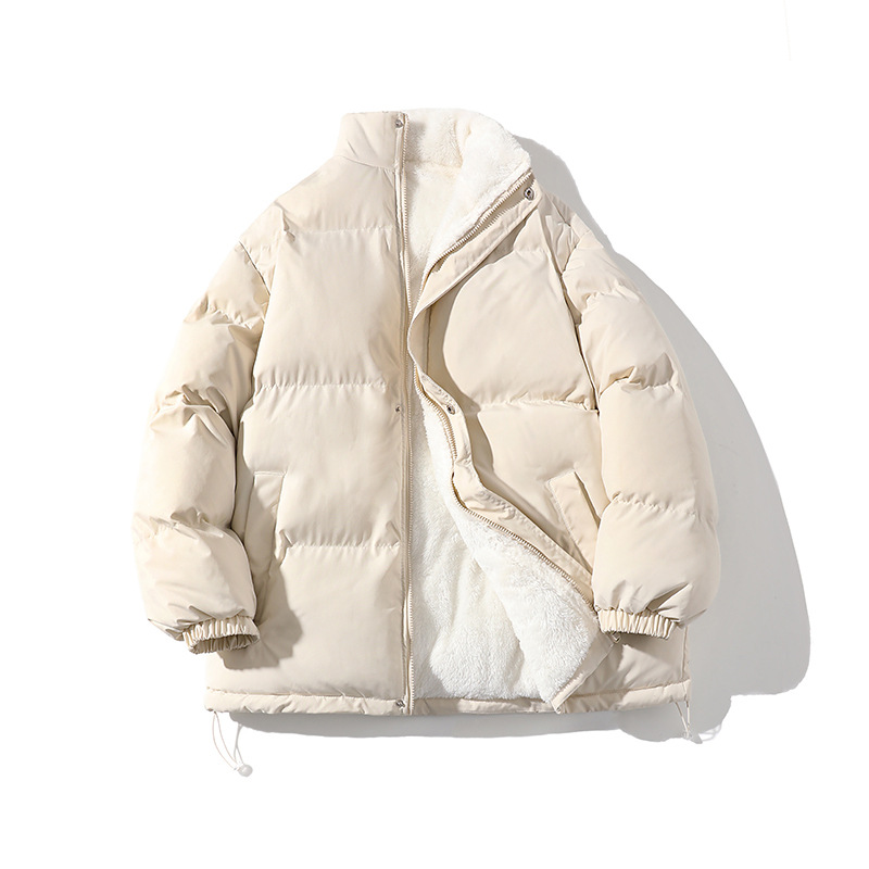 Stand-up Collar Padded Jacket For Men And Women With Fleece Loose Padded Jacket For Couples With Padded Jacket For Men With Fleece_viptrois.com