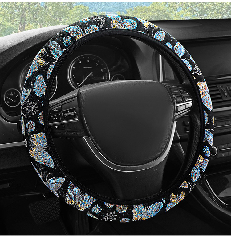 New Butterfly Steering Wheel Cover Without Inner Ring, Universal for All Seasons, Cute Decorative Women's Anti-Slip Handlebar Cover, Cross-Border Amazon