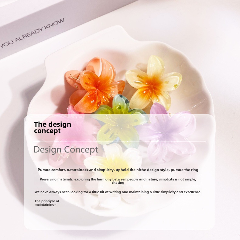 Mini small size 4cm Egg Flower Hairpin Explosions Seaside Holiday Style Grab Clip Dopamine Gradient Color_voghion.com